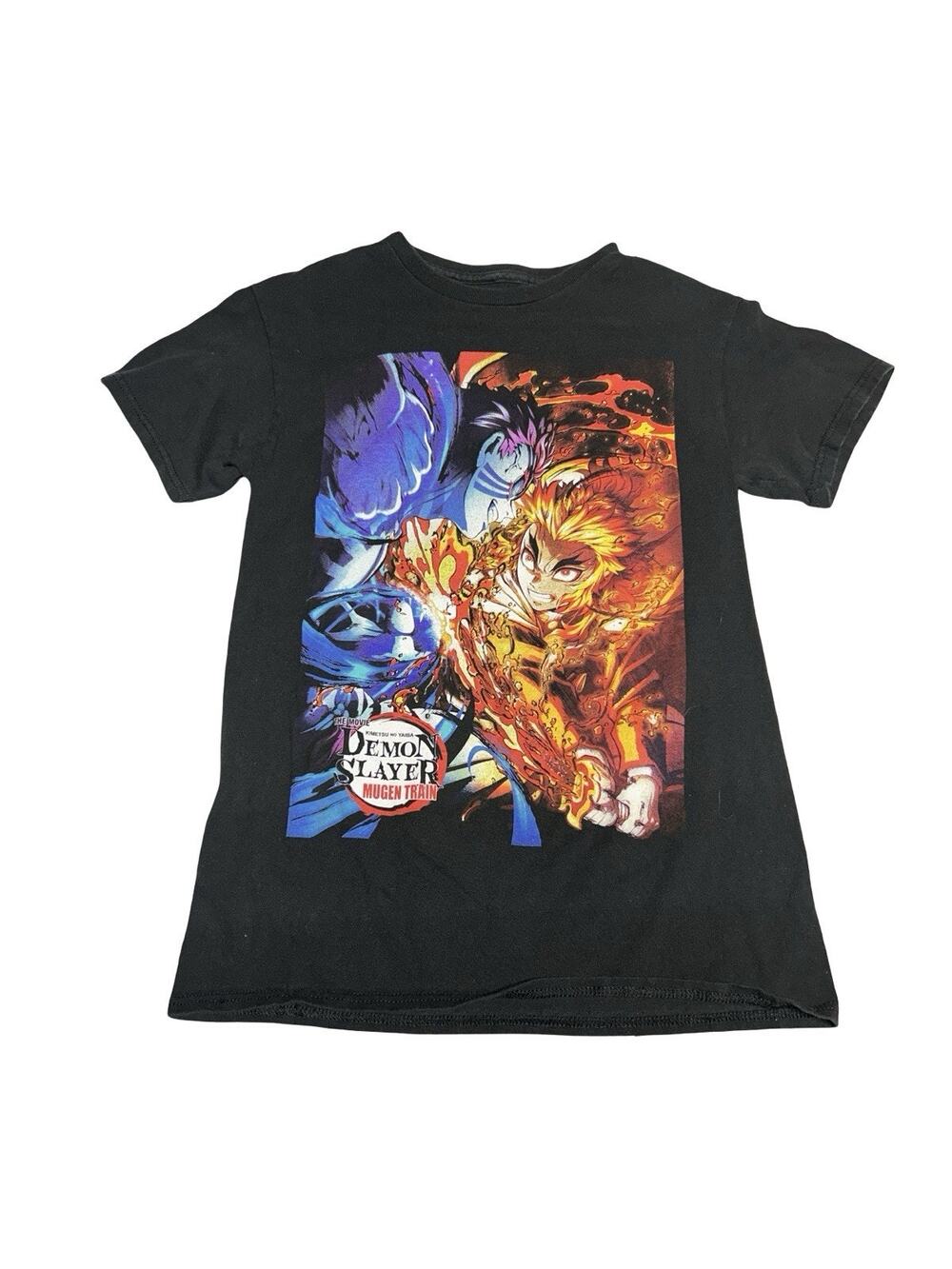 Demon Slayer Mugen Train Anime Graphic T Shirt Adult Small Black Manga Tee
